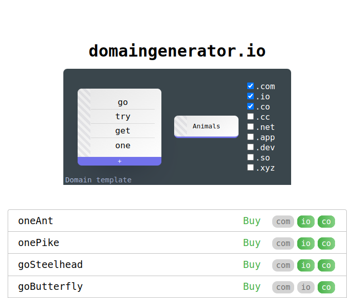 domaingenerator.io - easy domain generator